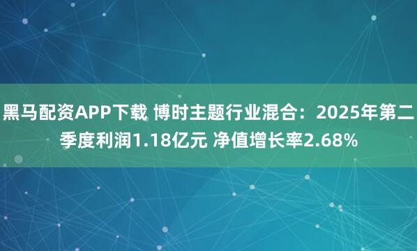 黑马配资APP下载 博时主题行业混合:2025年第二季度利润1.18亿元 净值增长率2.68%