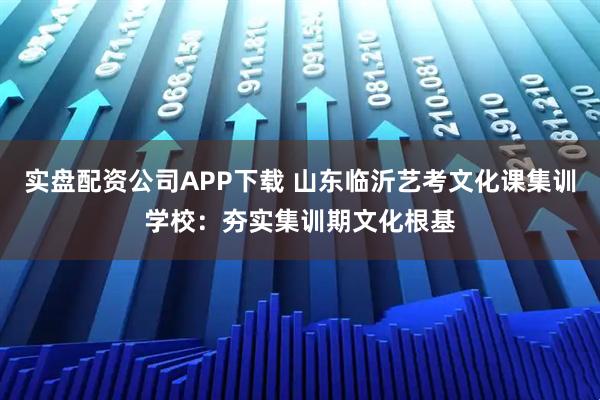 实盘配资公司APP下载 山东临沂艺考文化课集训学校：夯实集训期文化根基